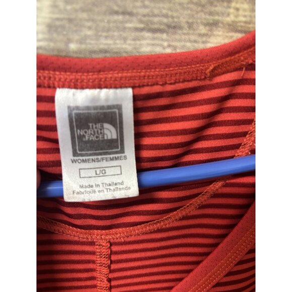 The North Face Vapor Wick Red Striped Short Sleeve Scoop Neck Top L Large Fitnes - Picture 4 of 4